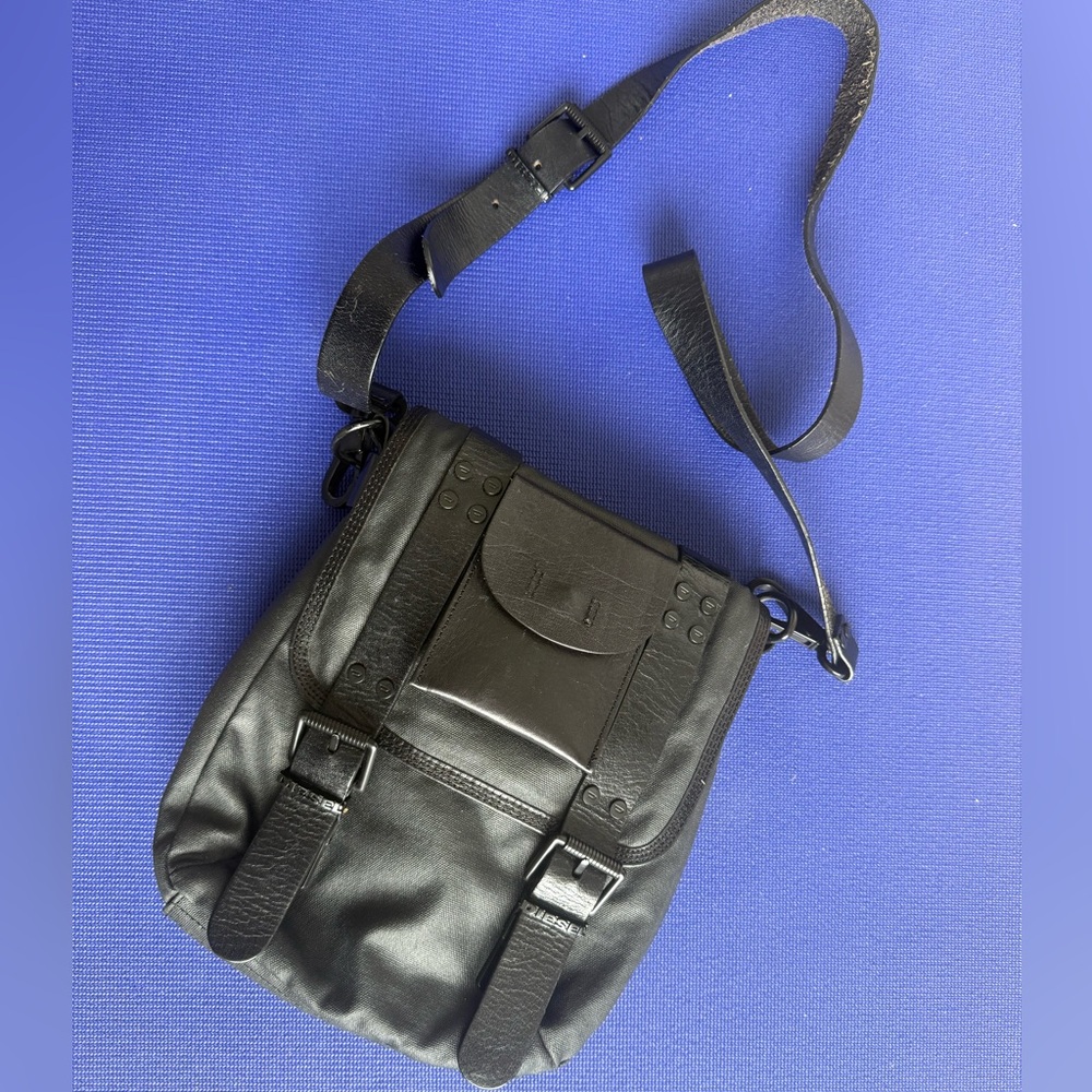 Diesel Black Leather Messenger Bag